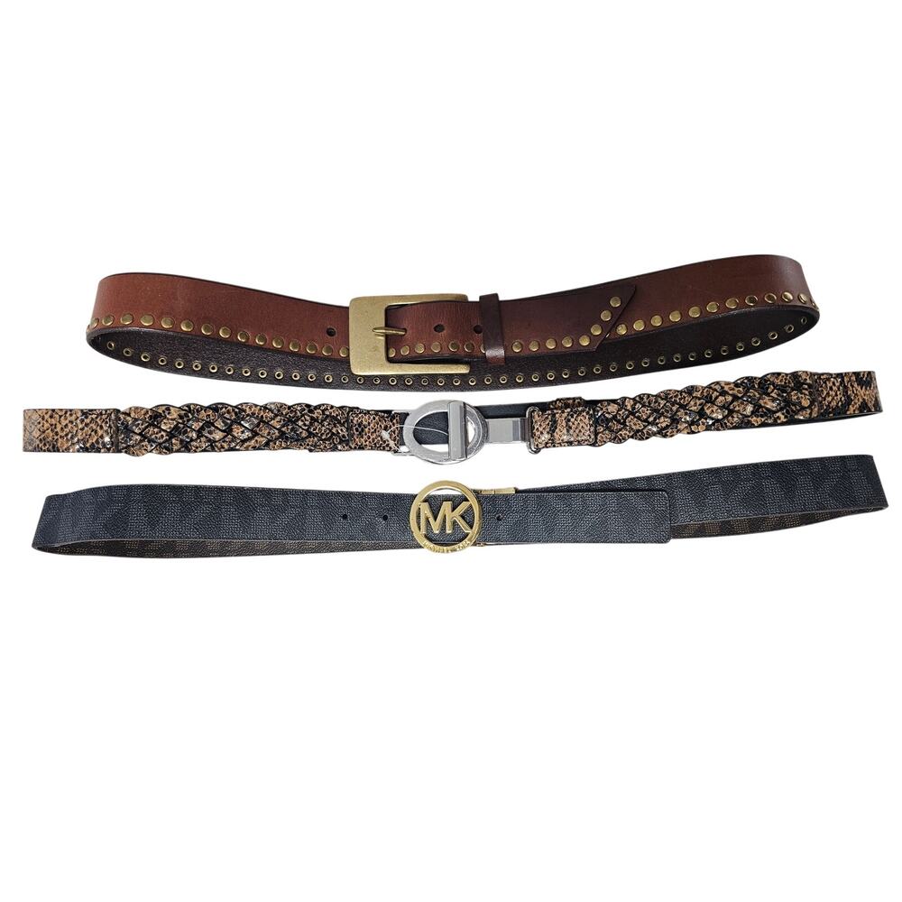 Set of 3 Studded, Patterned, Logoed Designer Belts (M-L) - Picture 2 of 5
